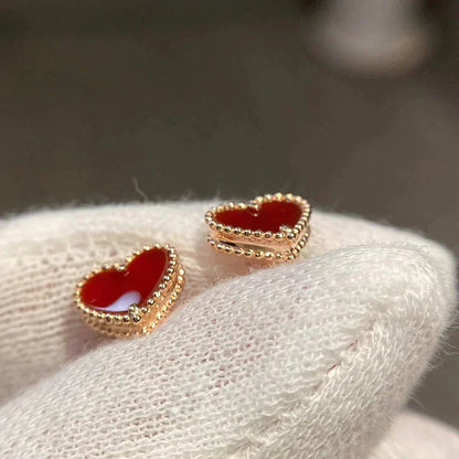 [⭐Clover Jewelry]HEART CARNELIAN STUD EARRINGS