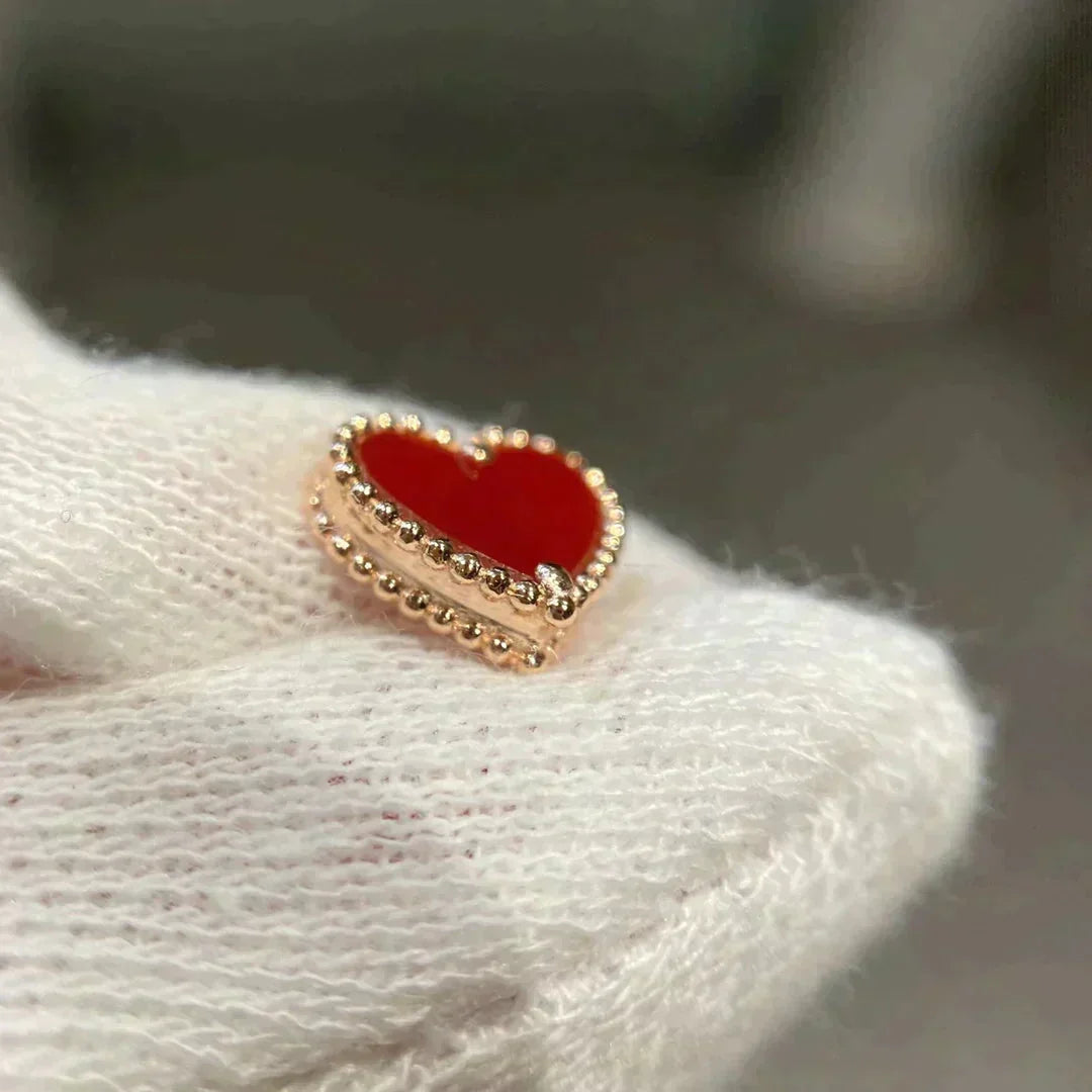 [⭐Clover Jewelry]HEART CARNELIAN STUD EARRINGS