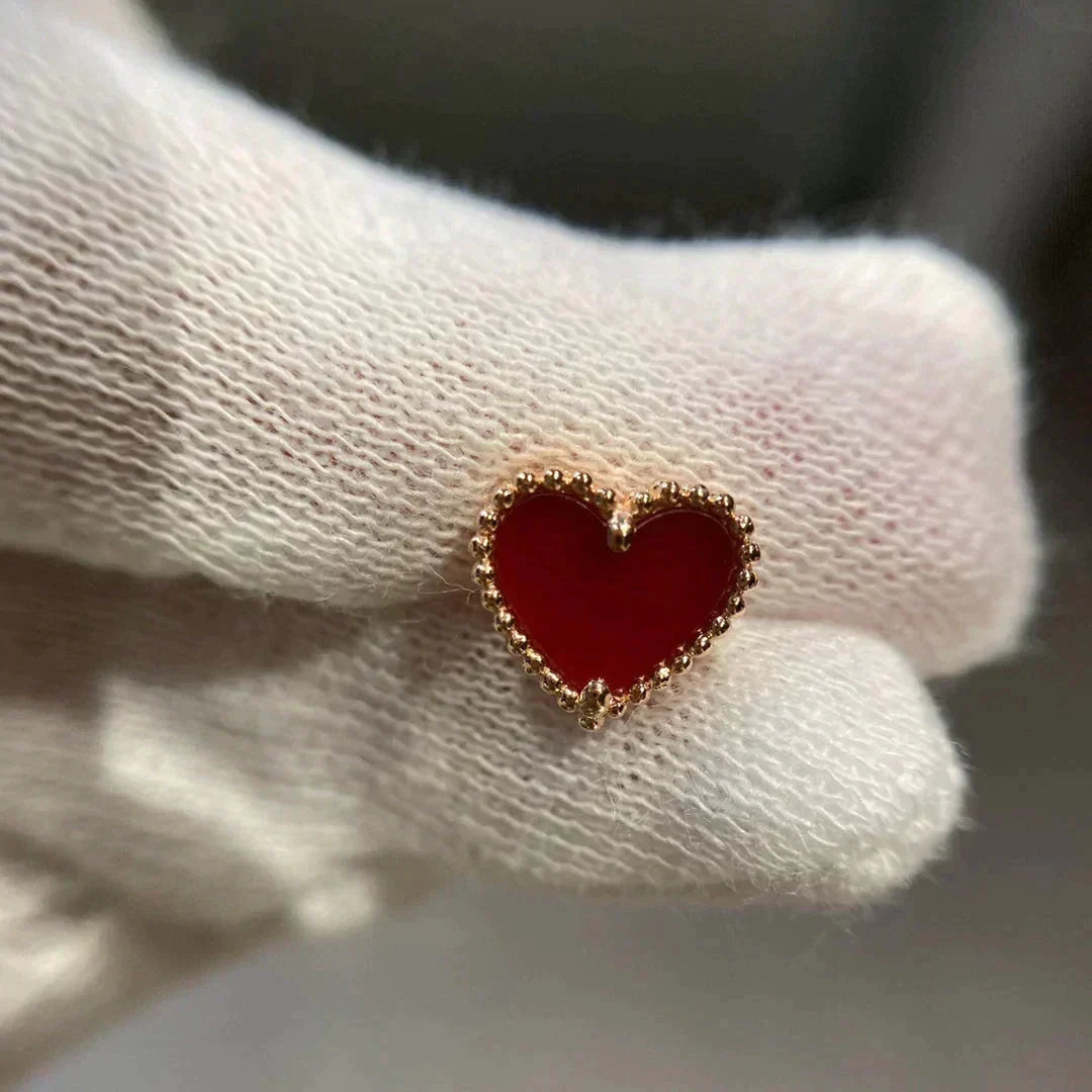[⭐Clover Jewelry]HEART CARNELIAN STUD EARRINGS