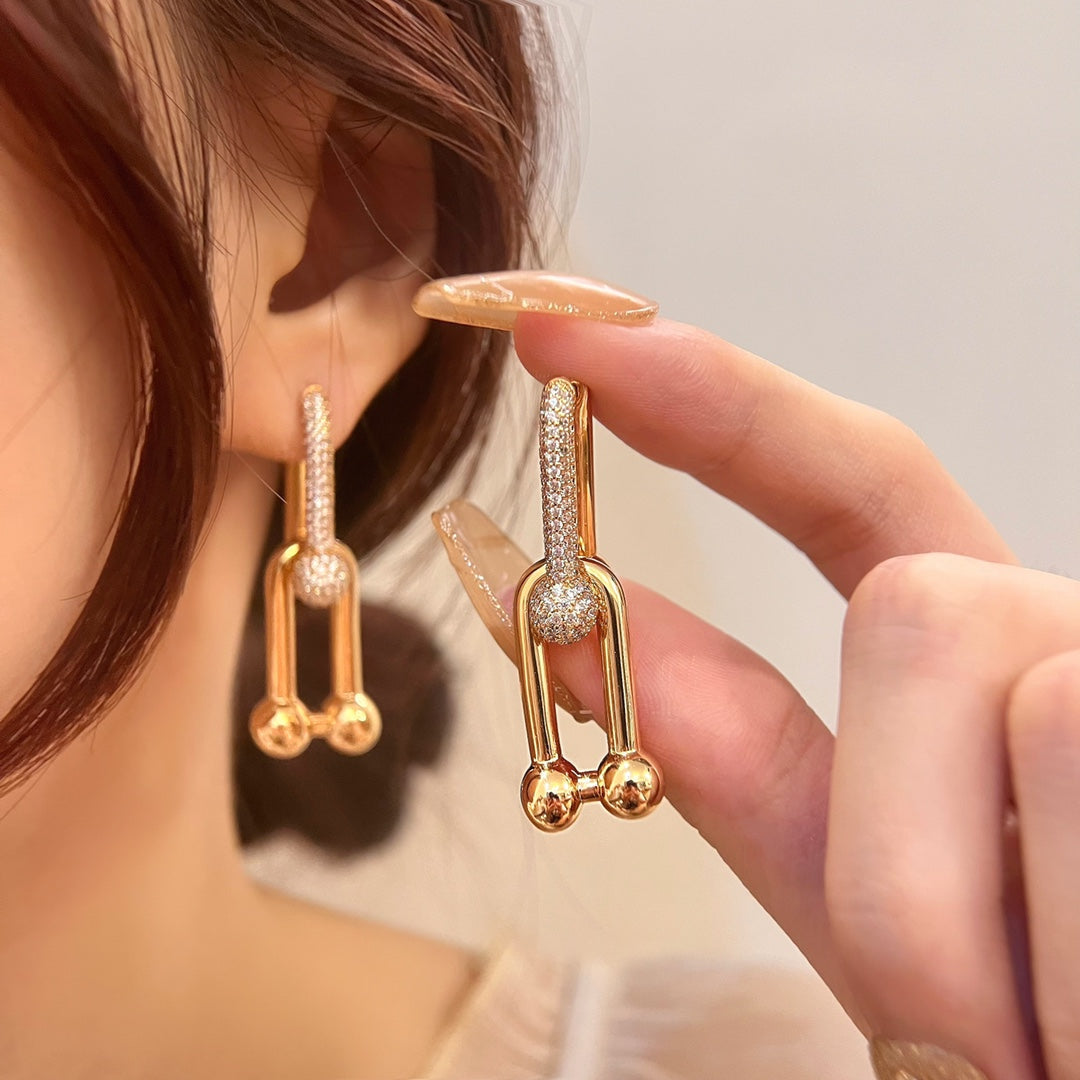 [Clover Jewelry]HARDWEAR DROP DIAMONDS EARRINGS