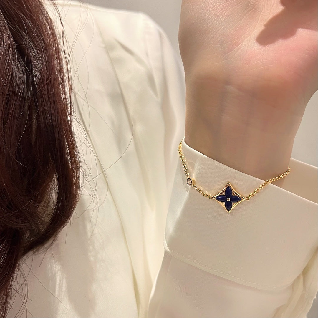 [⭐Clover Jewelry]COLOR STAR PINK GOLD DIAMOND BRACELET