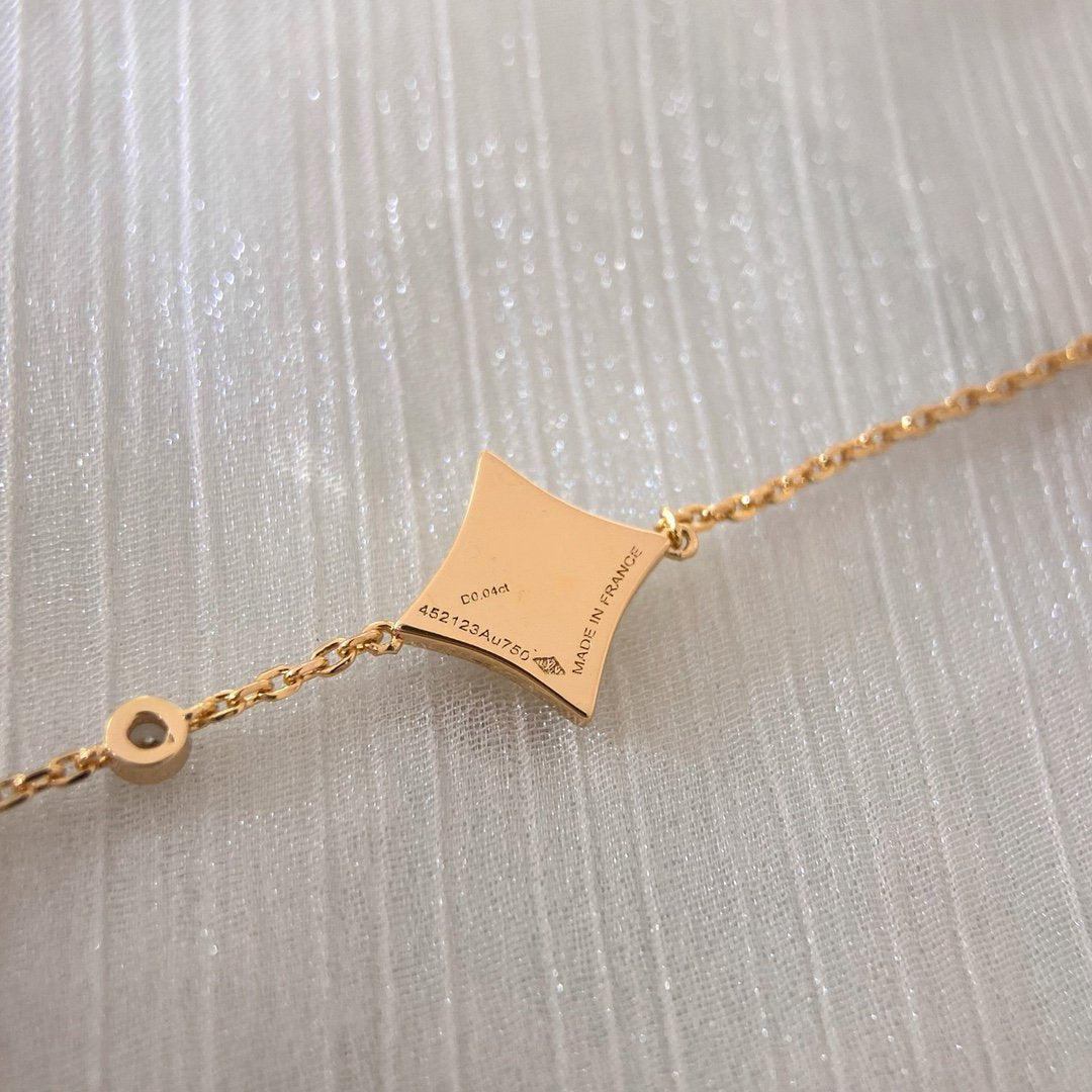 [⭐Clover Jewelry]COLOR STAR CARNELIAN PINK GOLD DIAMOND BRACELET