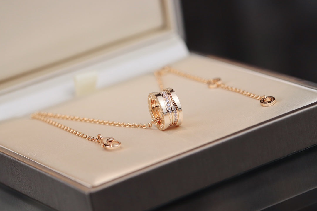 [⭐Clover Jewelry]ZERO 1 PINK GOLD DIAMOND NECKLACE