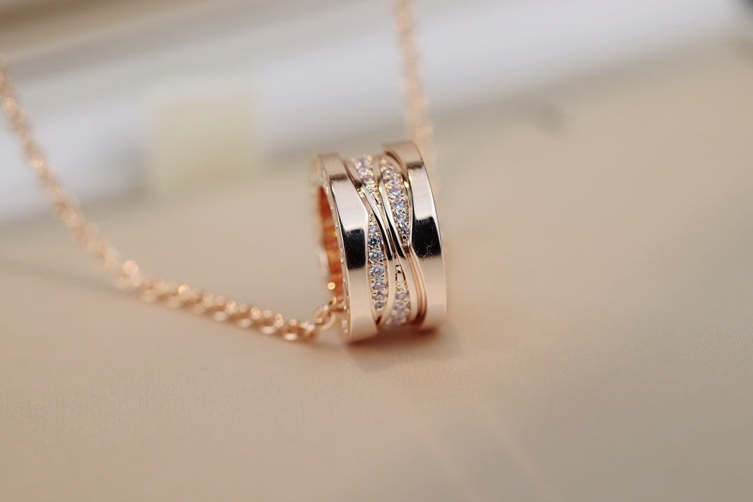[⭐Clover Jewelry]ZERO 1 PINK GOLD DIAMOND NECKLACE