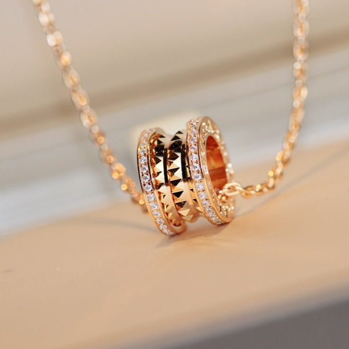 [⭐Clover Jewelry]ZERO 1 ROCK PEDANT PINK GOLD NECKLACE