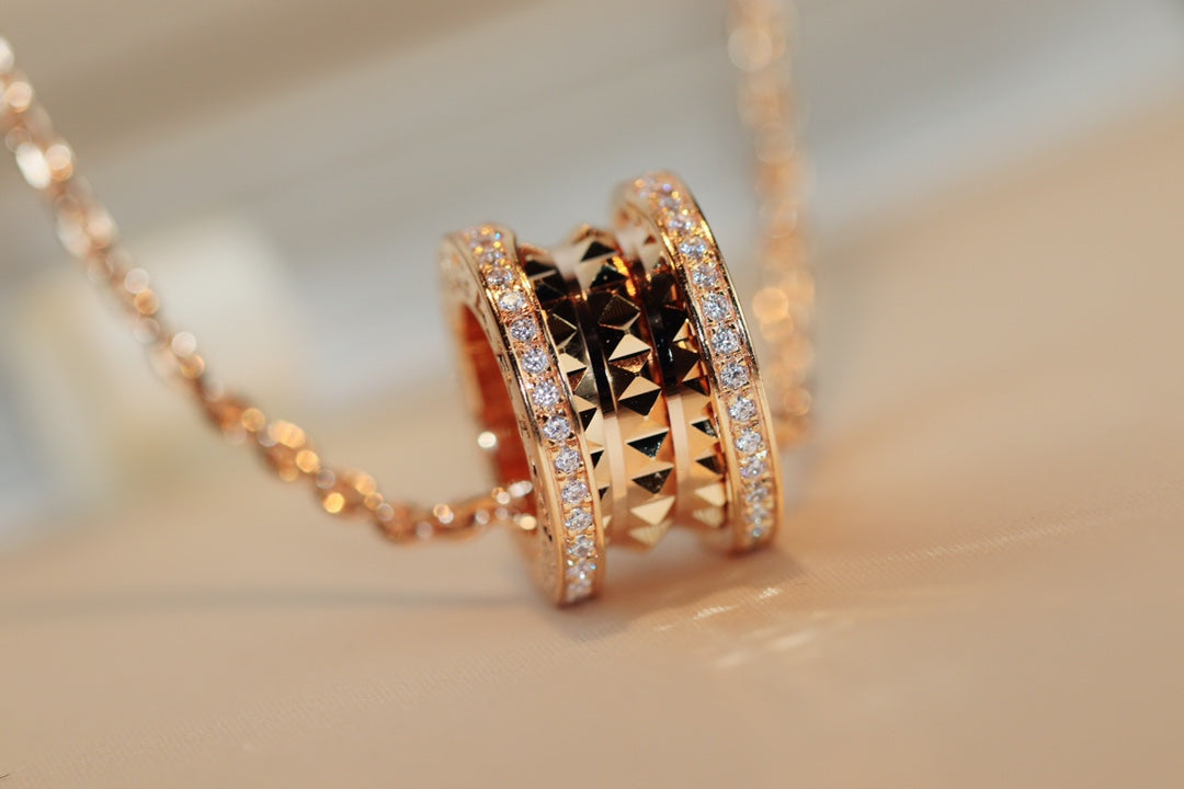 [⭐Clover Jewelry]ZERO 1 ROCK PEDANT PINK GOLD NECKLACE
