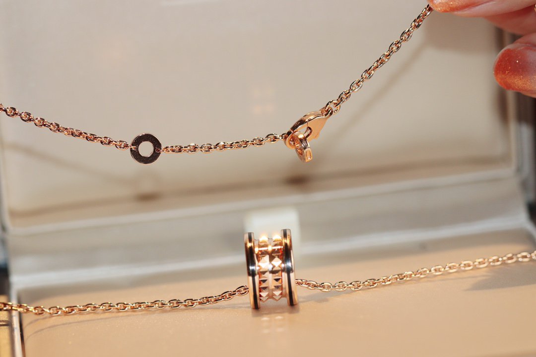 [⭐Clover Jewelry]ZERO 1 ROCK PEDANT PINK GOLD BLACK NECKLACE