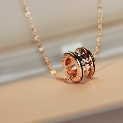 [⭐Clover Jewelry]ZERO 1 ROCK PEDANT PINK GOLD BLACK NECKLACE