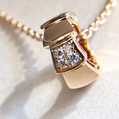 [⭐Clover Jewelry]SERPENTI PEDANT DIAMOND PINK GOLD NECKLACE