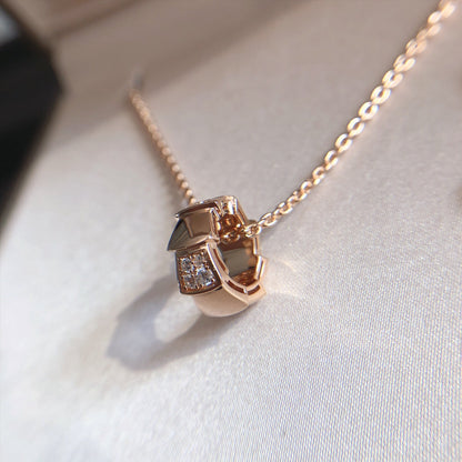 [⭐Clover Jewelry]SERPENTI PEDANT DIAMOND PINK GOLD NECKLACE