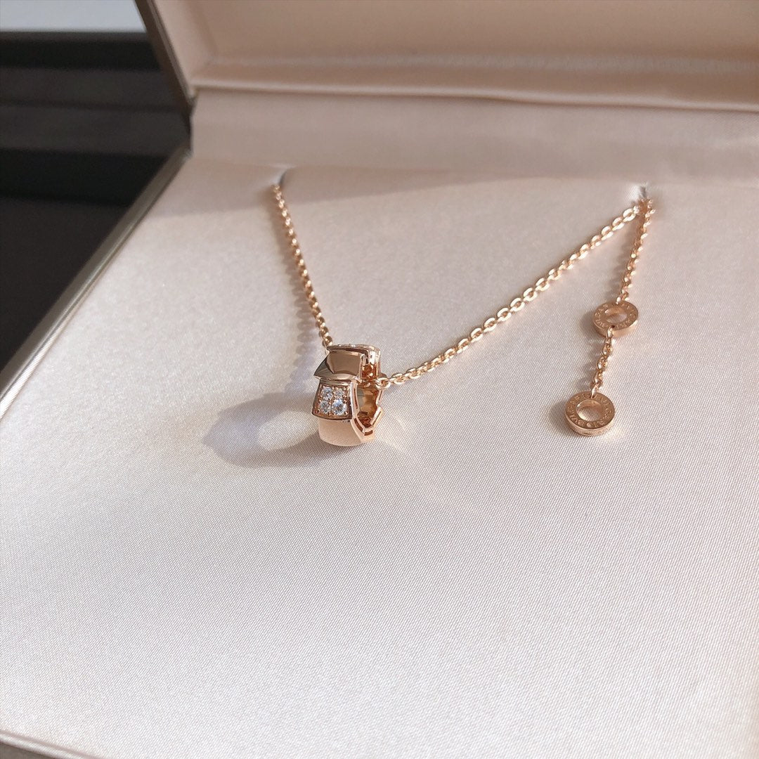 [⭐Clover Jewelry]SERPENTI PEDANT DIAMOND PINK GOLD NECKLACE