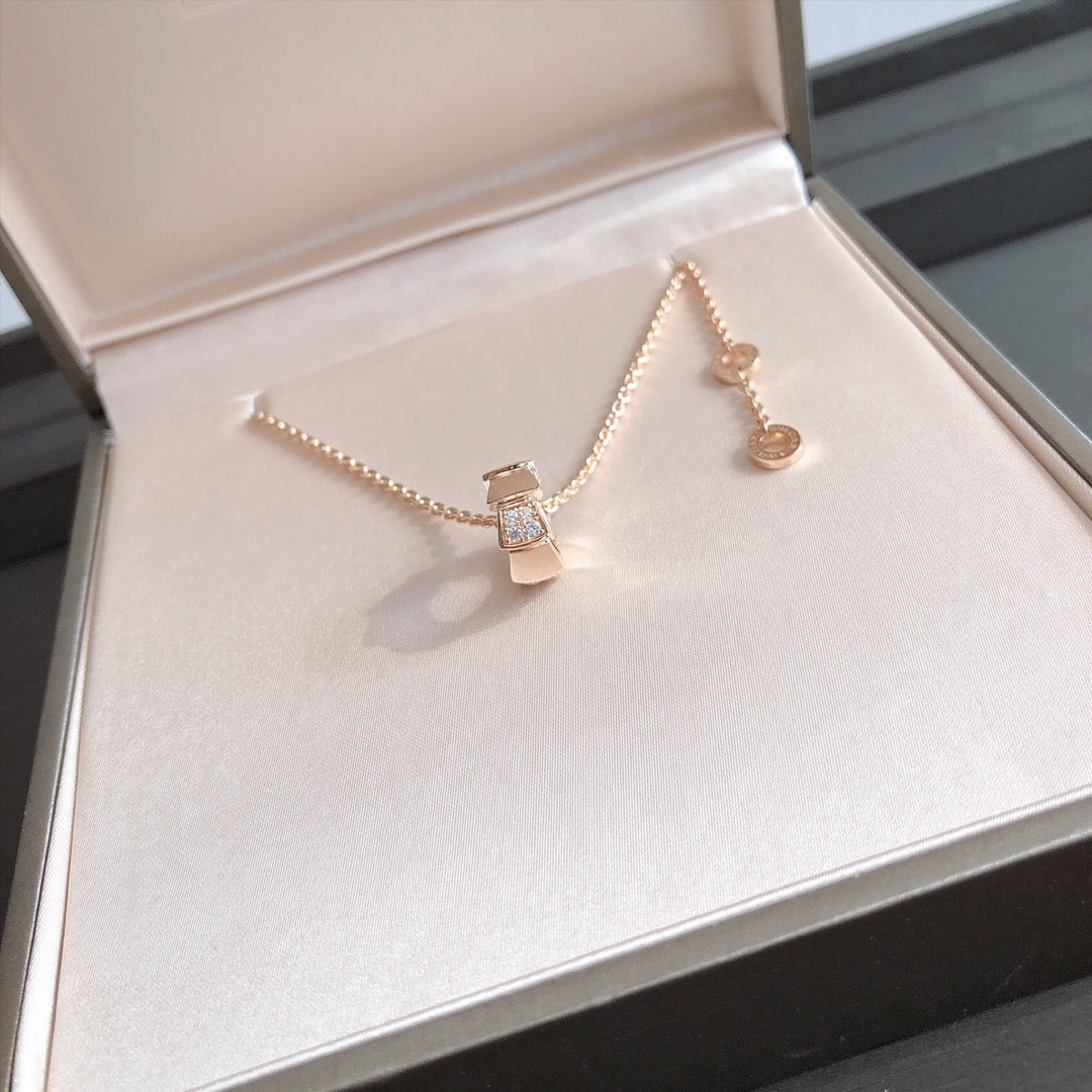 [⭐Clover Jewelry]SERPENTI PEDANT DIAMOND PINK GOLD NECKLACE