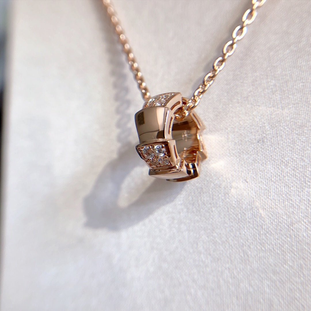 [⭐Clover Jewelry]SERPENTI PEDANT DIAMOND PINK GOLD NECKLACE