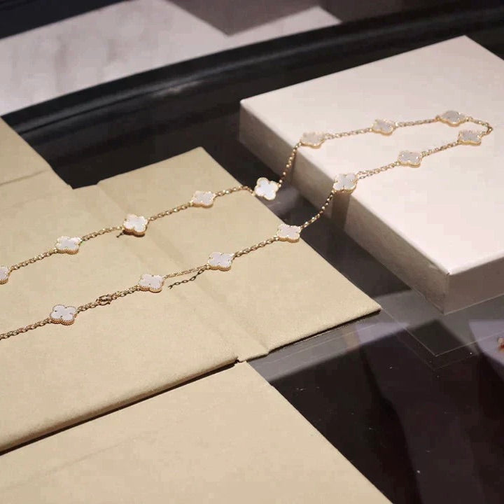 [⭐Clover Jewelry]CLOVER 20 MOTIFS WHITE MOP NECKLACE