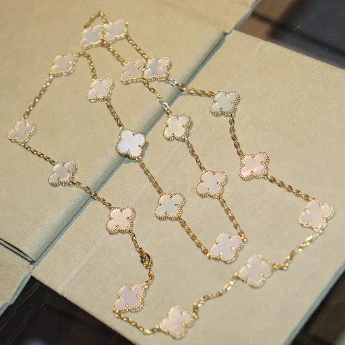 [⭐Clover Jewelry]CLOVER 20 MOTIFS WHITE MOP NECKLACE