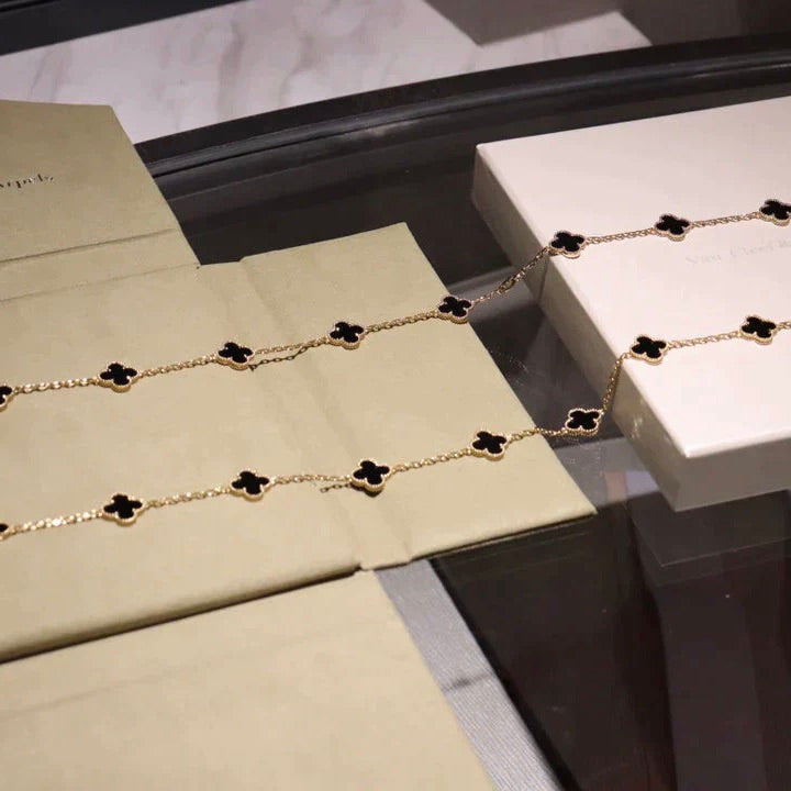 [⭐Clover Jewelry]CLOVER 20 MOTIFS ONYX NECKLACE