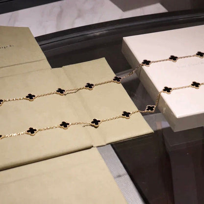 [⭐Clover Jewelry]CLOVER 20 MOTIFS ONYX NECKLACE