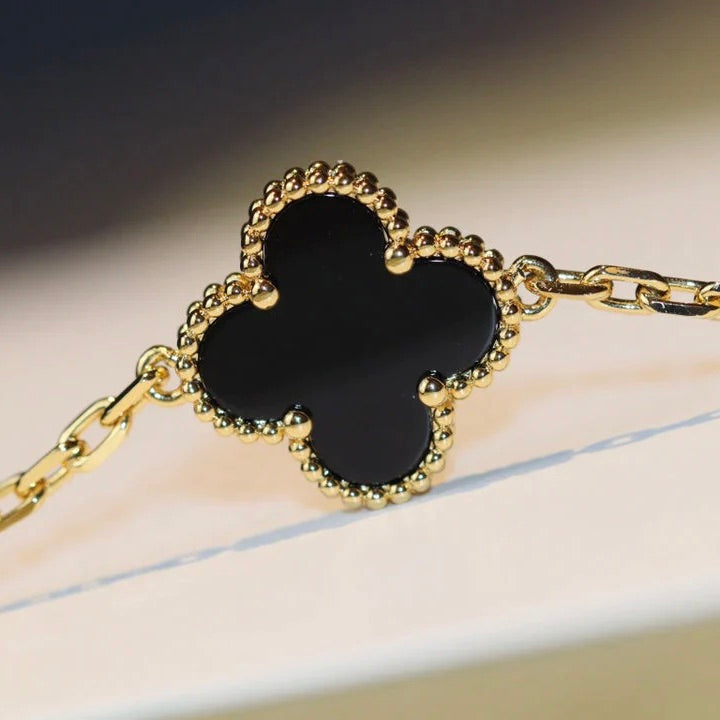 [⭐Clover Jewelry]CLOVER 20 MOTIFS ONYX NECKLACE