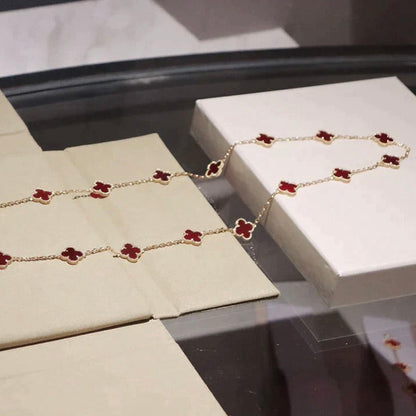 [⭐Clover Jewelry]CLOVER 20 MOTIFS CARNELIAN NECKLACE