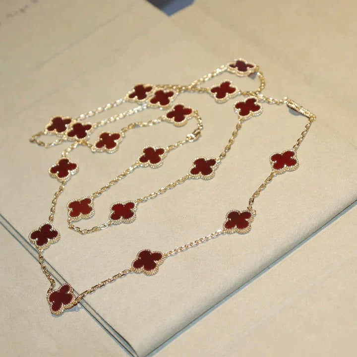[⭐Clover Jewelry]CLOVER 20 MOTIFS CARNELIAN NECKLACE