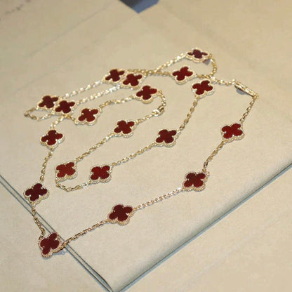 [⭐Clover Jewelry]CLOVER 20 MOTIFS CARNELIAN NECKLACE