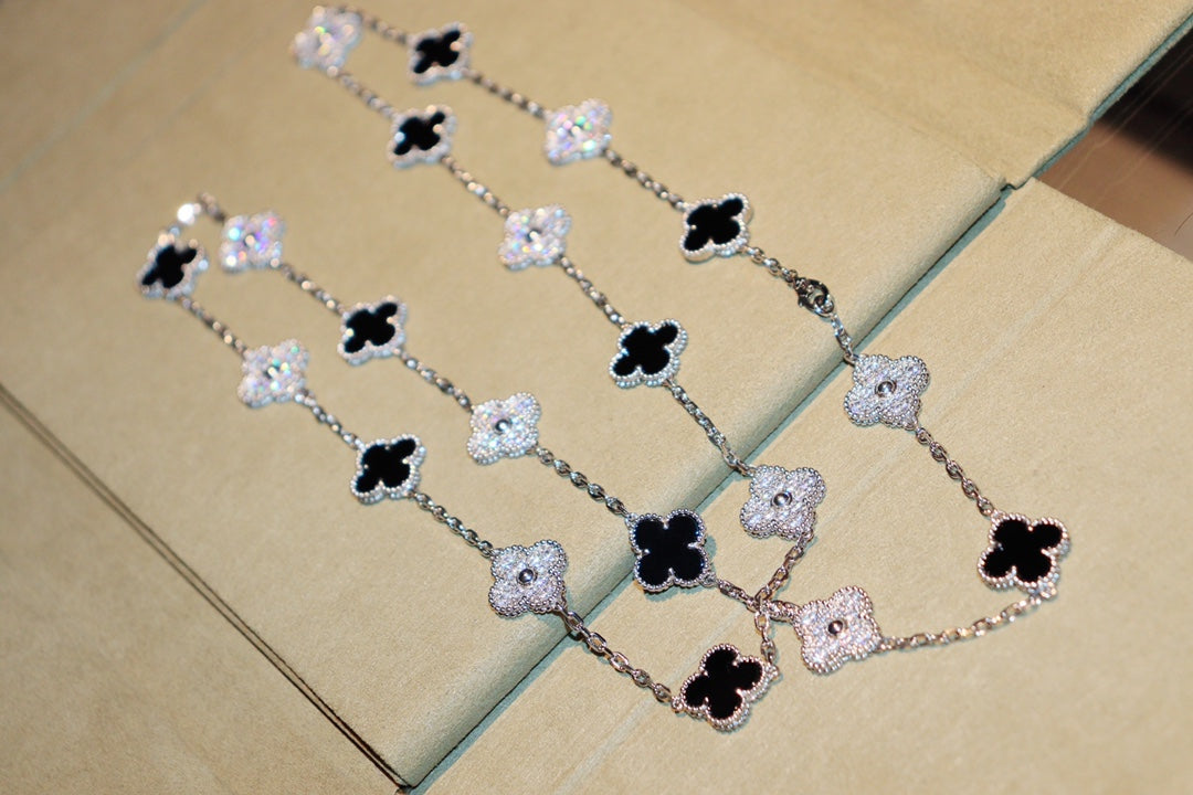 [⭐Clover Jewelry]CLOVER 20 MOTIFS ONYX DIAMOND SILVER