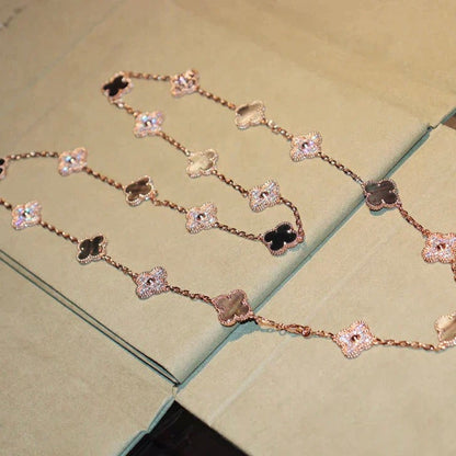 [⭐Clover Jewelry]CLOVER 20 MOTIFS DARK MOP DIAMOND  NECKLACE