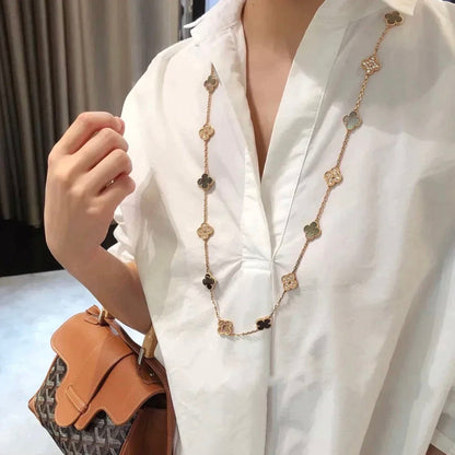 [⭐Clover Jewelry]CLOVER 20 MOTIFS DARK MOP DIAMOND  NECKLACE