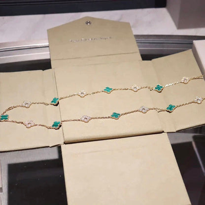 [⭐Clover Jewelry]CLOVER 20 MOTIFS MALACHITE DIAMOND NECKLACE