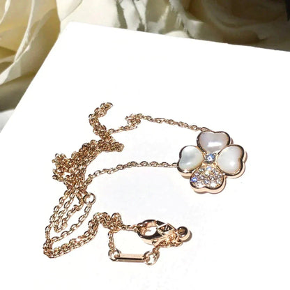 [⭐Clover Jewelry]CLOVER MOP DIAMOND ROSE GOLD NECKLACE
