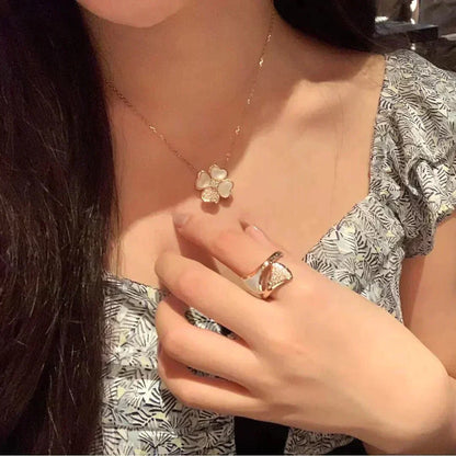 [⭐Clover Jewelry]CLOVER MOP DIAMOND ROSE GOLD NECKLACE
