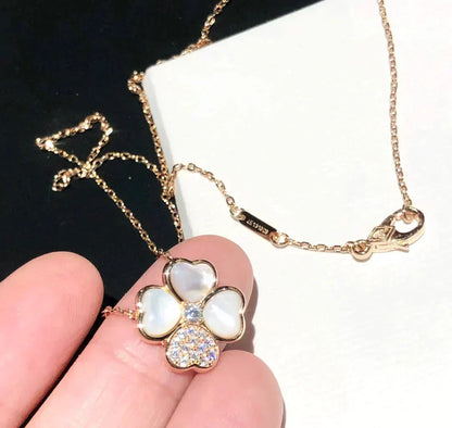 [⭐Clover Jewelry]CLOVER MOP DIAMOND ROSE GOLD NECKLACE