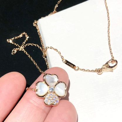 [⭐Clover Jewelry]CLOVER MOP DIAMOND ROSE GOLD NECKLACE