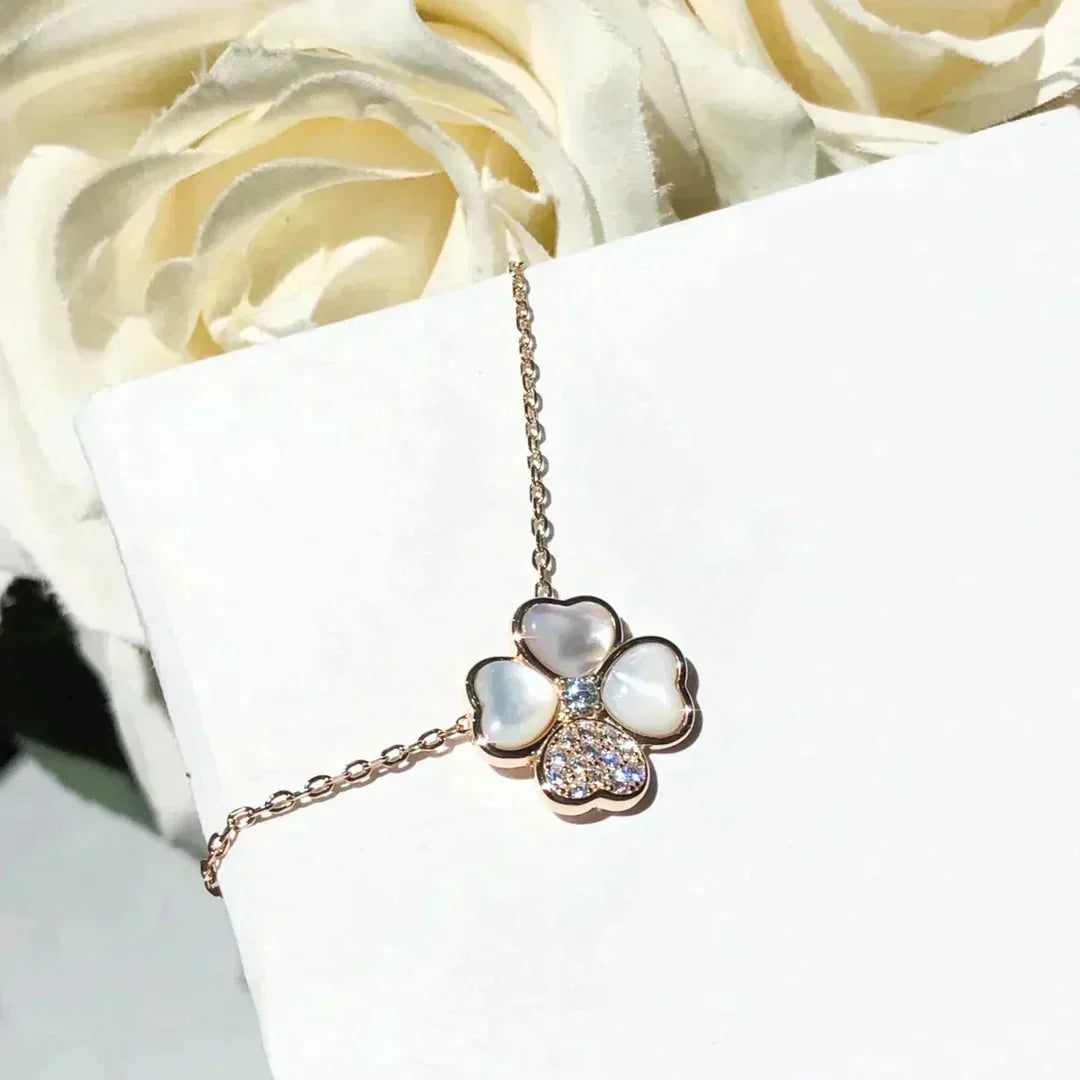 [⭐Clover Jewelry]CLOVER MOP DIAMOND ROSE GOLD NECKLACE