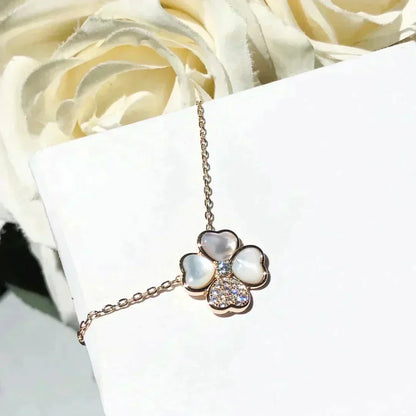 [⭐Clover Jewelry]CLOVER MOP DIAMOND ROSE GOLD NECKLACE