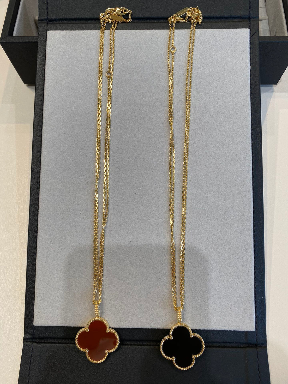 [⭐Clover Jewelry]CLOVER 25MM NECKLACE GOLD CARNELIAN