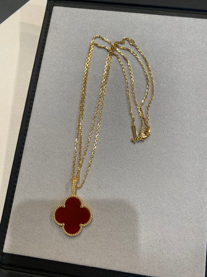 [⭐Clover Jewelry]CLOVER 25MM NECKLACE GOLD CARNELIAN