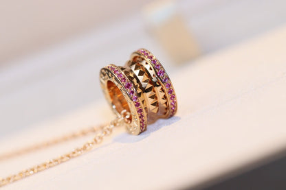 [⭐Clover Jewelry]ZERO 1 ROCK PINK GOLD PINK DIAMOND NECKLACE