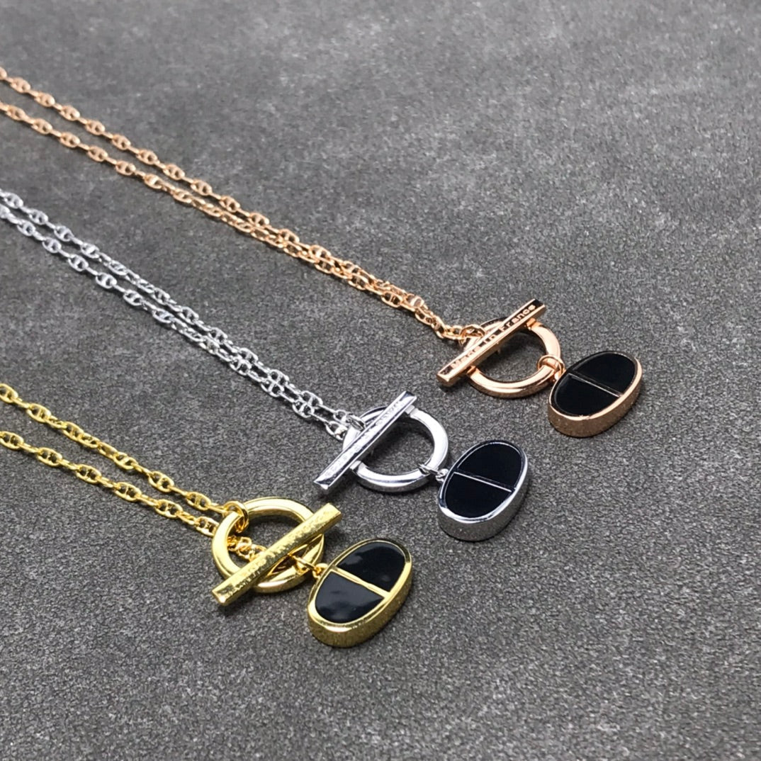 [⭐Clover Jewelry]CHAINE VERSO BLACK CERAMIC  NECKLACE