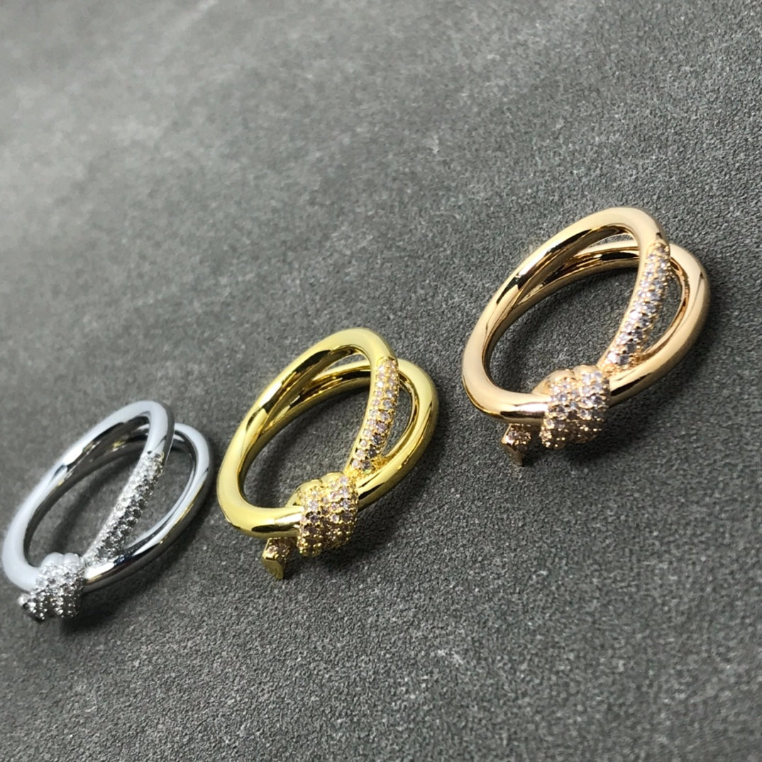 [Clover Jewelry]KNOT RING DOUBLE ROW DIAMOND