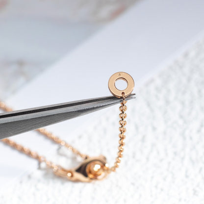 [⭐Clover Jewelry]ZERO 1 WHITE CERAMIC PINK GOLD DIAMOND NECKLACE