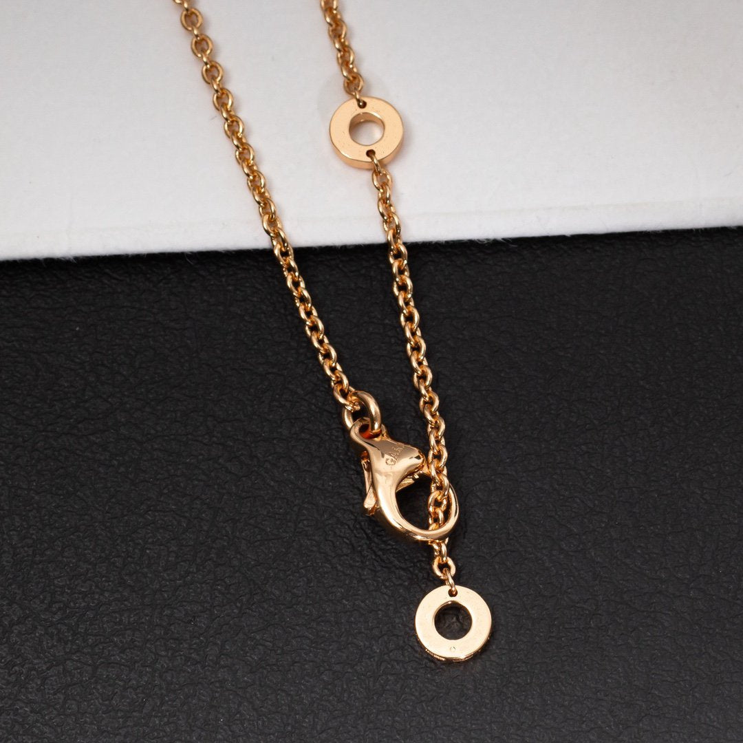 [⭐Clover Jewelry]ZERO 1 WHITE CERAMIC PINK GOLD DIAMOND NECKLACE