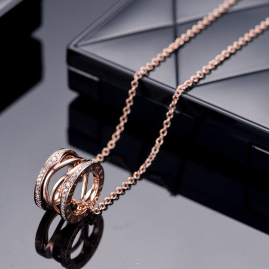 [⭐Clover Jewelry]ZERO 1 PINK GOLD DIAMOND OPEN NECKLACE