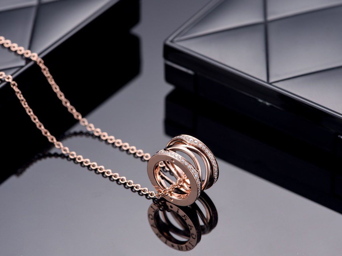 [⭐Clover Jewelry]ZERO 1 PINK GOLD DIAMOND OPEN NECKLACE