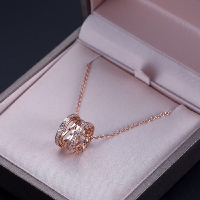 [⭐Clover Jewelry]ZERO 1 PINK GOLD DIAMOND OPEN NECKLACE