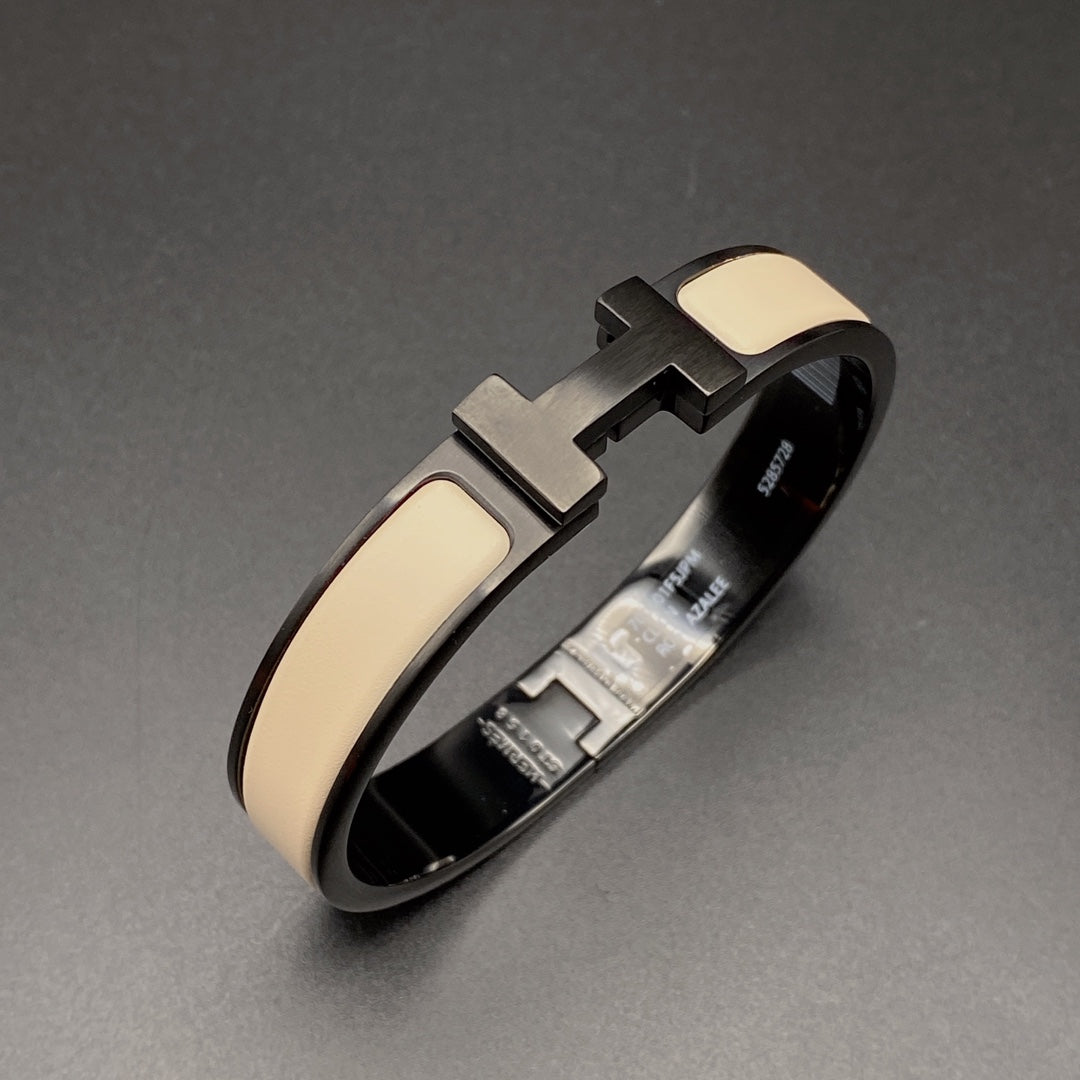 [⭐Clover Jewelry]H BRACELET 12MM BLACK BEIGE CERAMIC