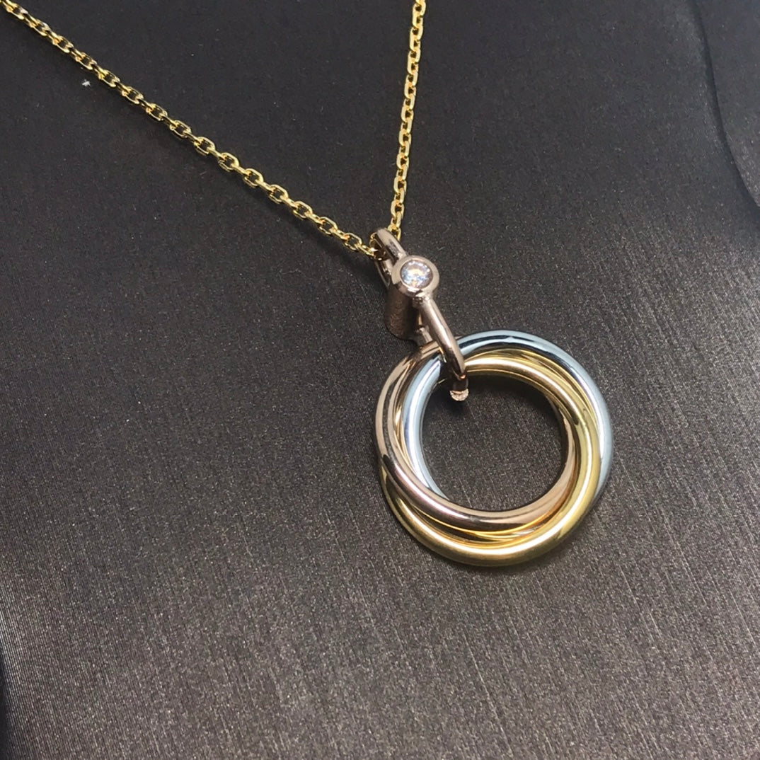 [⭐Clover Jewelry]TRINITY SILVER GOLD PINK GOLD NECKLACE