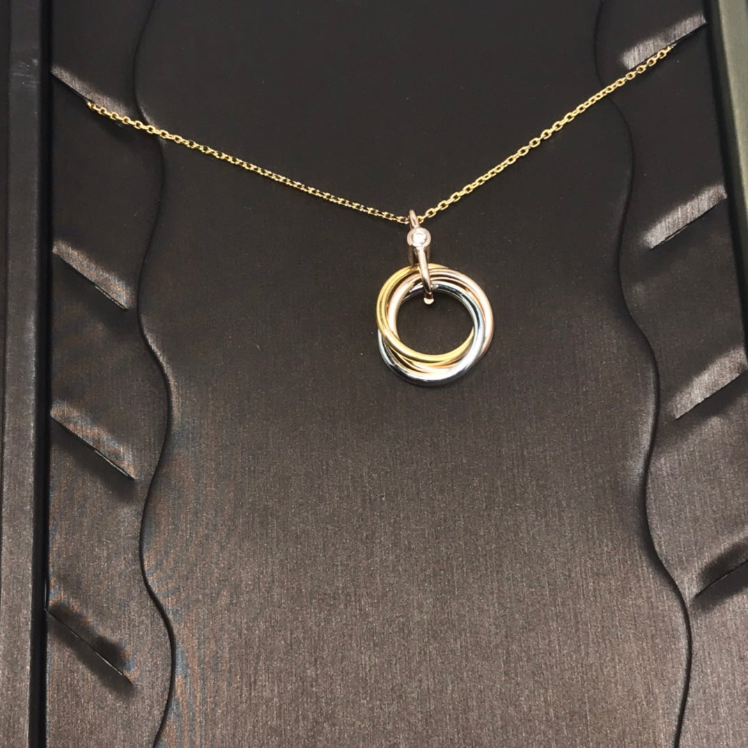 [⭐Clover Jewelry]TRINITY SILVER GOLD PINK GOLD NECKLACE