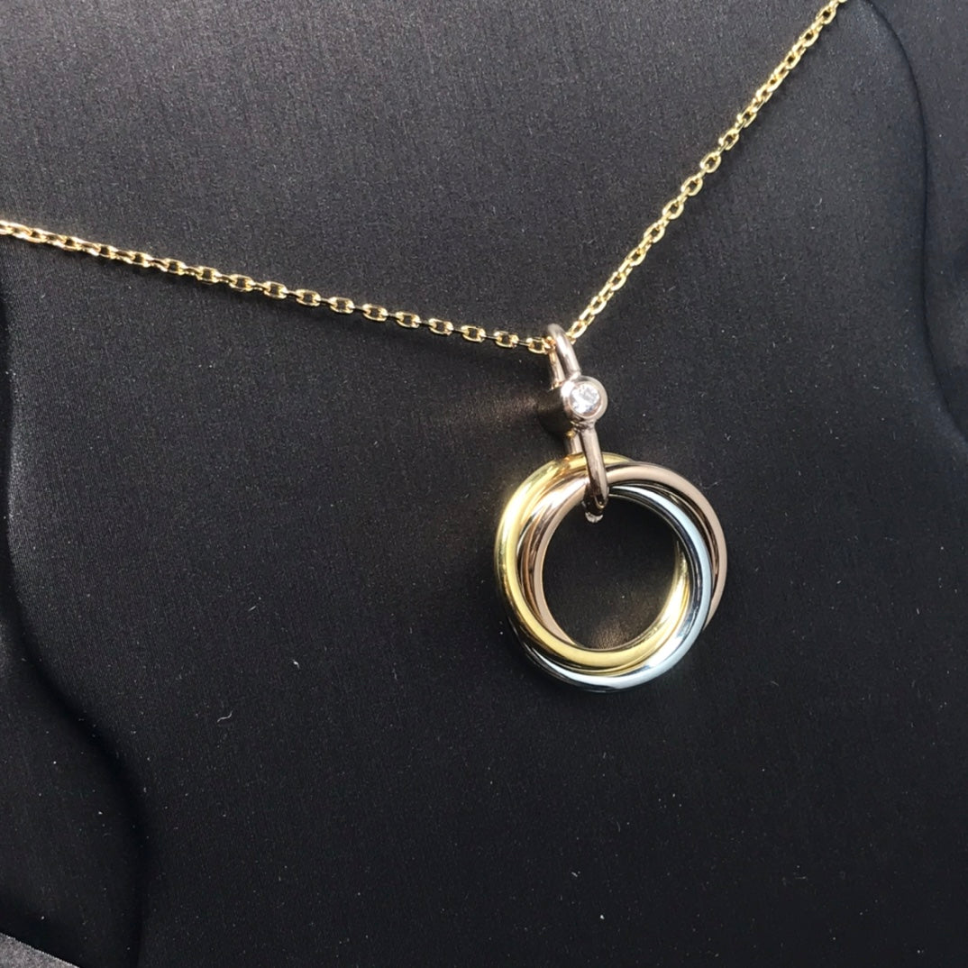 [⭐Clover Jewelry]TRINITY SILVER GOLD PINK GOLD NECKLACE