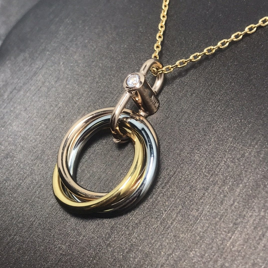 [⭐Clover Jewelry]TRINITY SILVER GOLD PINK GOLD NECKLACE